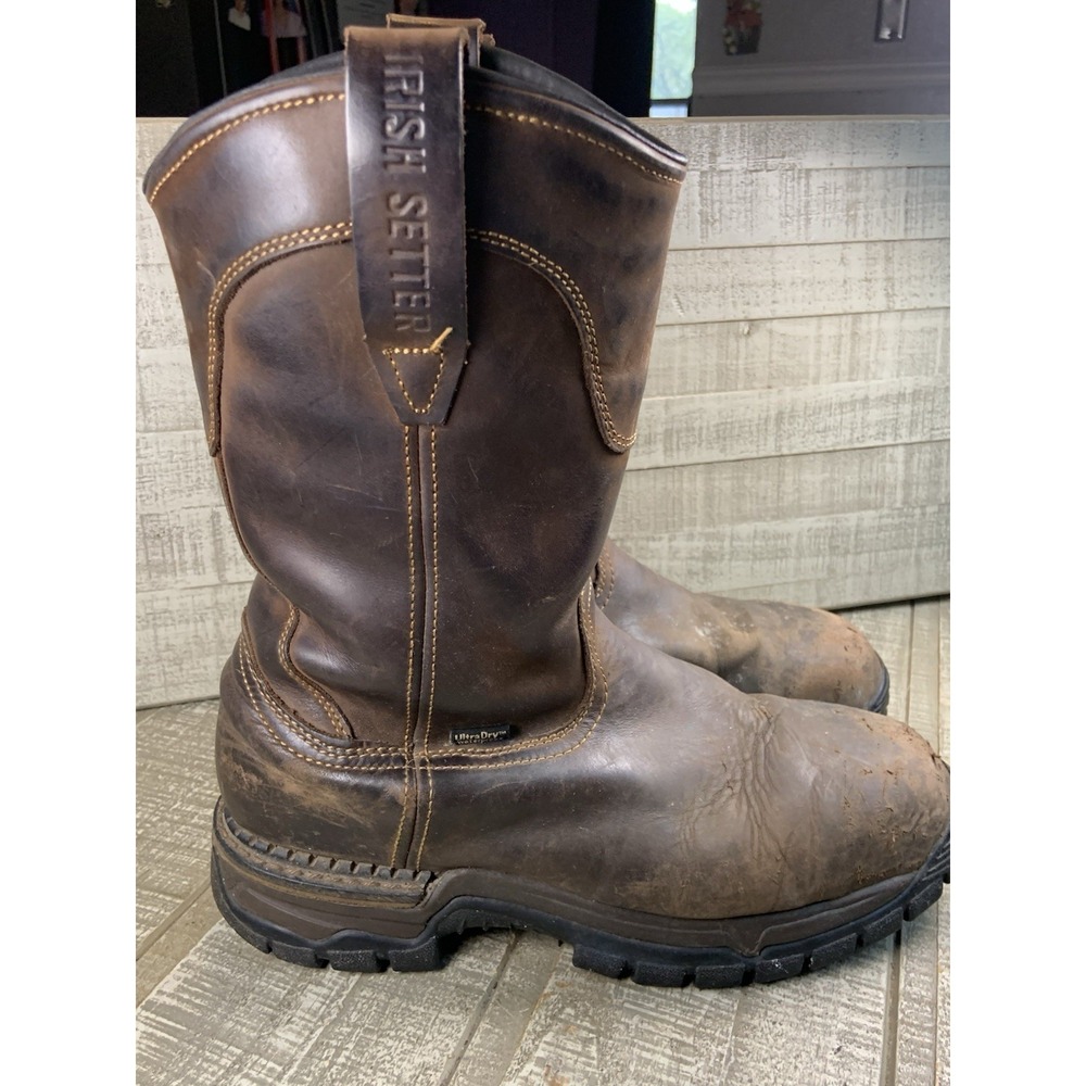 RED WING Irish Setter Men's Sz 10.5 Wellington Steel Toe 83906 Work Boots Brown